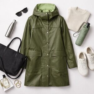 Lululemon | Into the Drizzle Jacket | Olive Green Hooded Rain Coat | Size 4